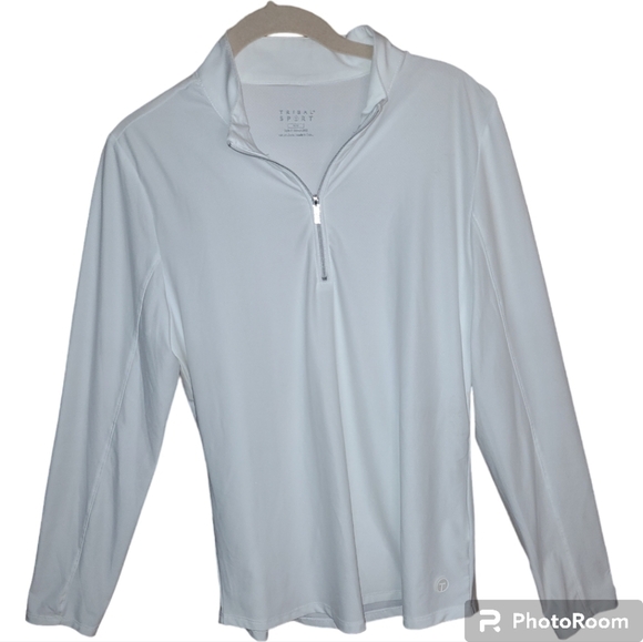 Tribal Sport* Quarter Zip Performance* Top* White* Sz M - Picture 2 of 5